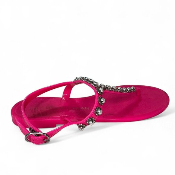 Stuart Weitzman Goldie Pearl Crystal Jelly Thong Sandal - Pink Sz US 8, EU 38.5 - Picture 9 of 15
